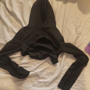 SHEIN Black Hooded Crop Top